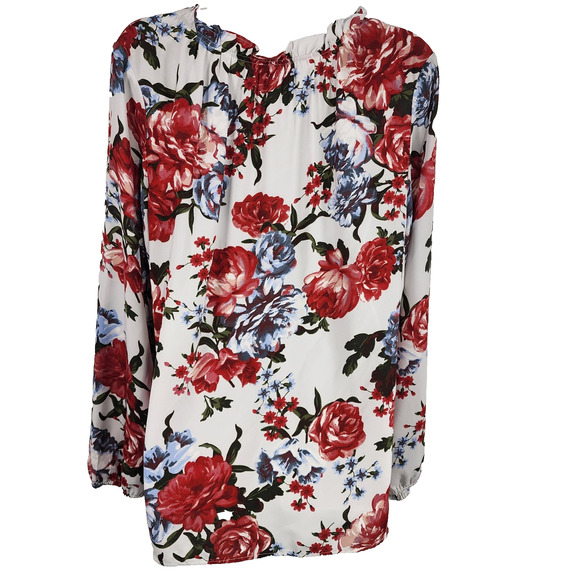 Loft Outlet Women Floral Ruffle Front Tie Neck Blouse Medium Long Sleeve Peasant - Picture 2 of 10